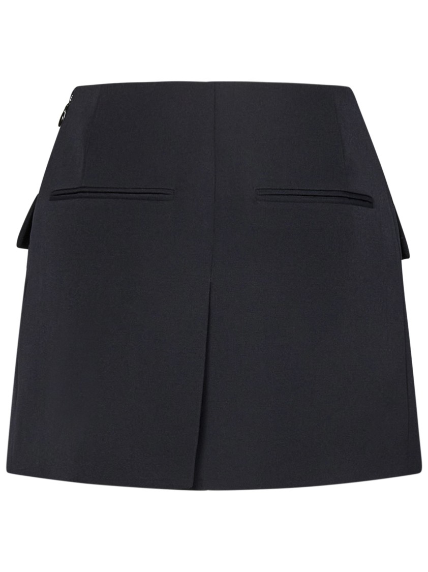 Balmain Asymmetric Virgin Wool Gabardine Mini Skirt In Black