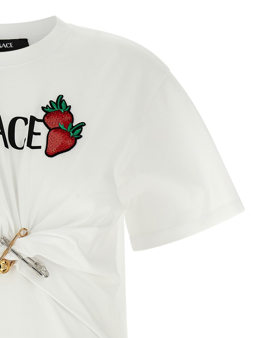 Versace Safety Pin Embroidered T-shirt In White