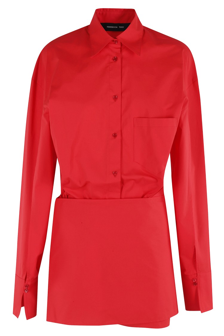 FEDERICA TOSI FEDERICA TOSI MINI COTTON PAREO DRESS WITH CLASSIC COLLAR