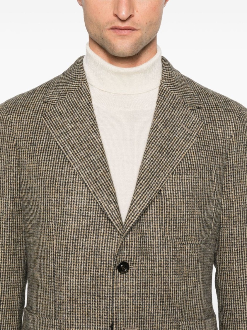 Boglioli Brown Tailored Houndstooth Jacket In Brown