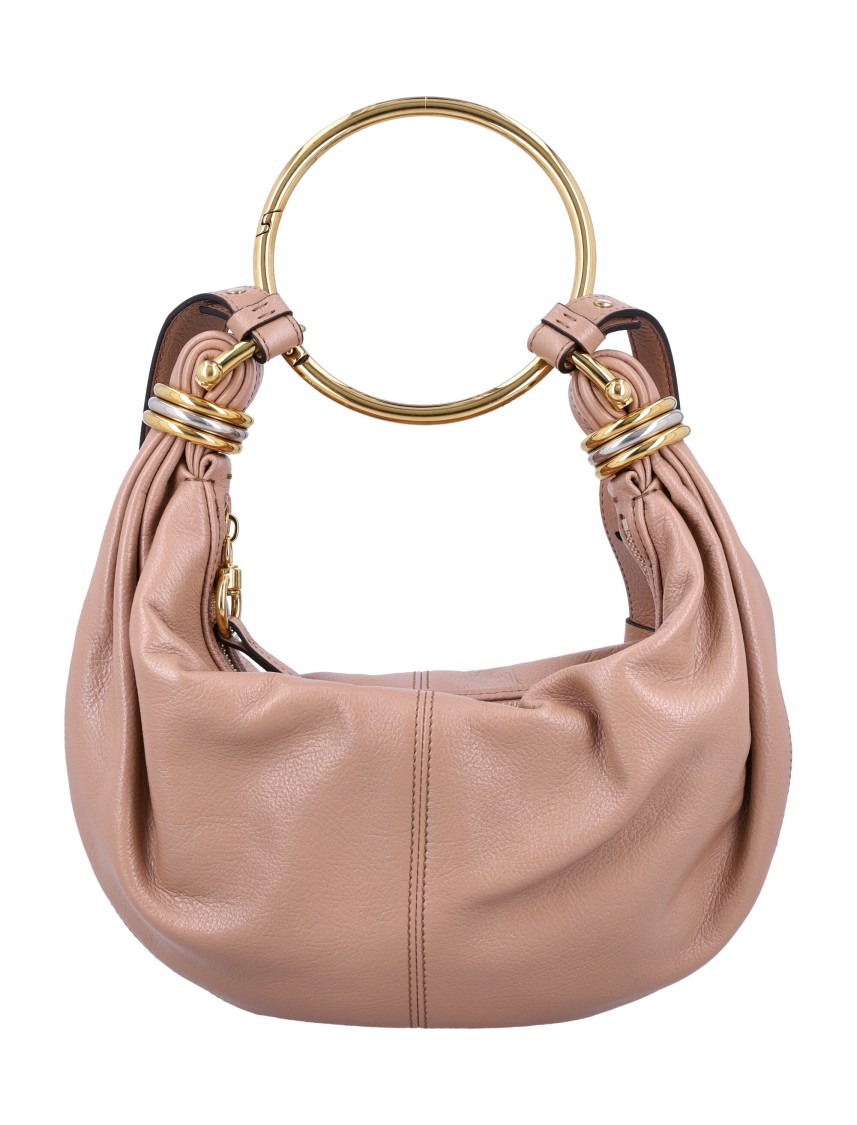 Chloé Women Small Bracelet Hobo Bag In Grained Leather In Pink