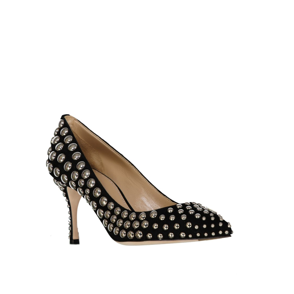 Sergio Rossi Godiva 075 Studs Leather Pumps In Grey