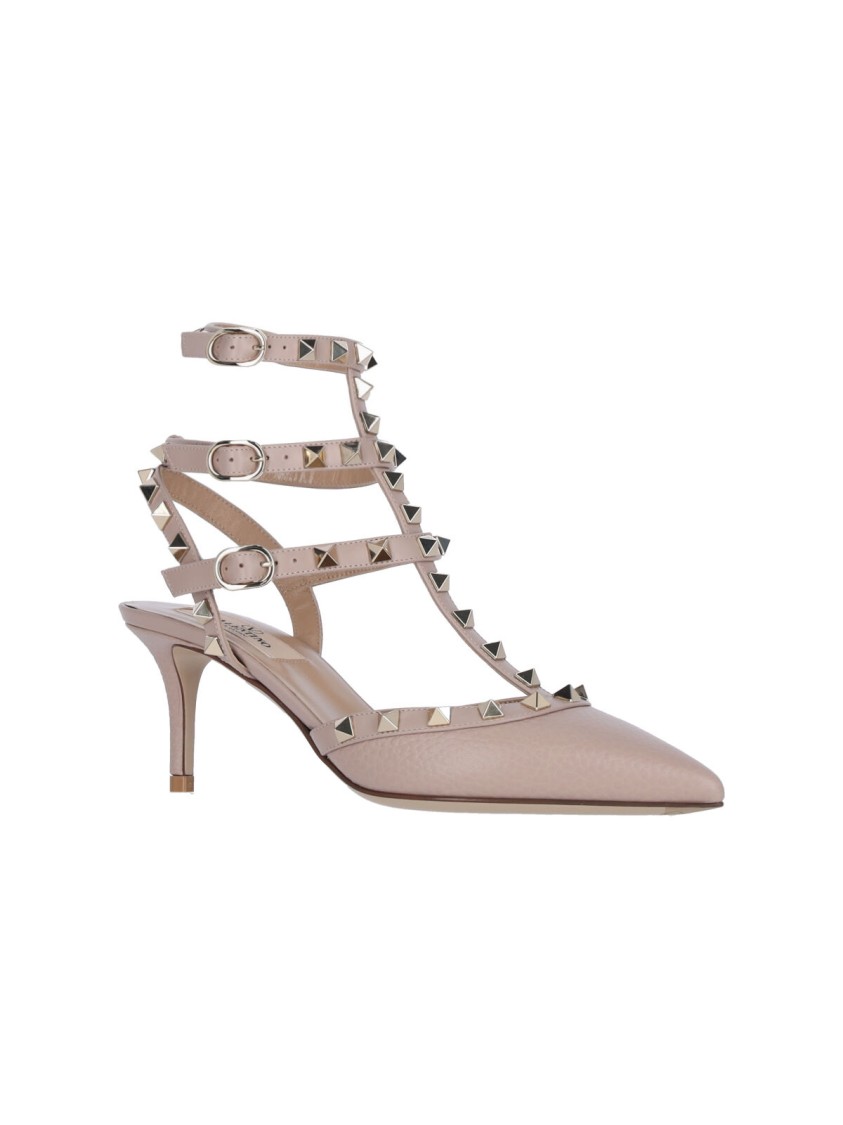 Valentino Garavani Rockstud Patent Leather Slingback Pumps In Neutral