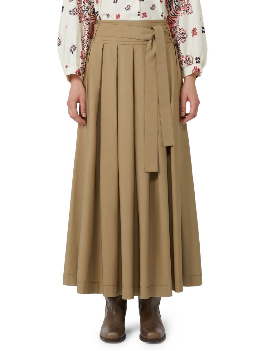 Max Mara Pleated Maxi Skirt With High Waist In Neutral