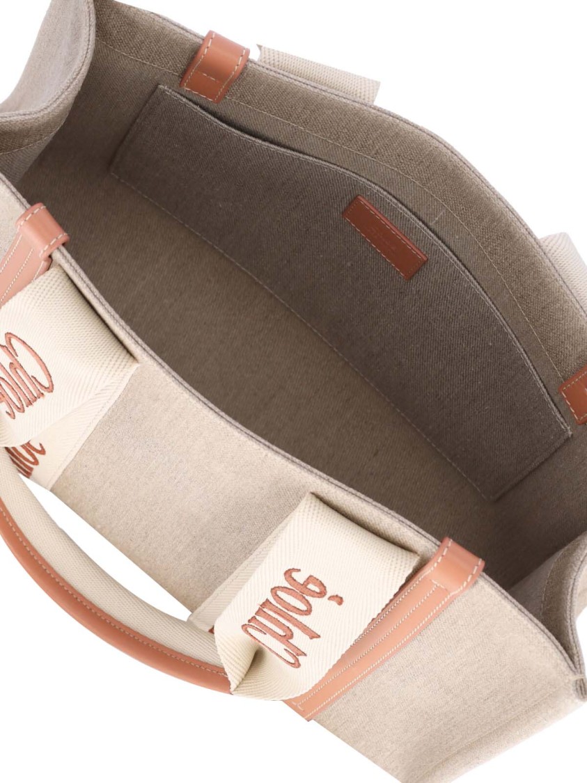 Chloé Beige Structured Tote Bag With Branded Straps | THE LIST Chloé Beige Structured Tote Bag With Branded Straps | THE LIST