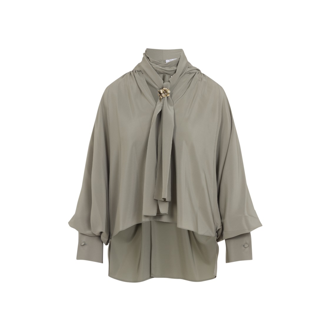 Max Mara Leonida Blouse Draped Design Long Sleeves In Black