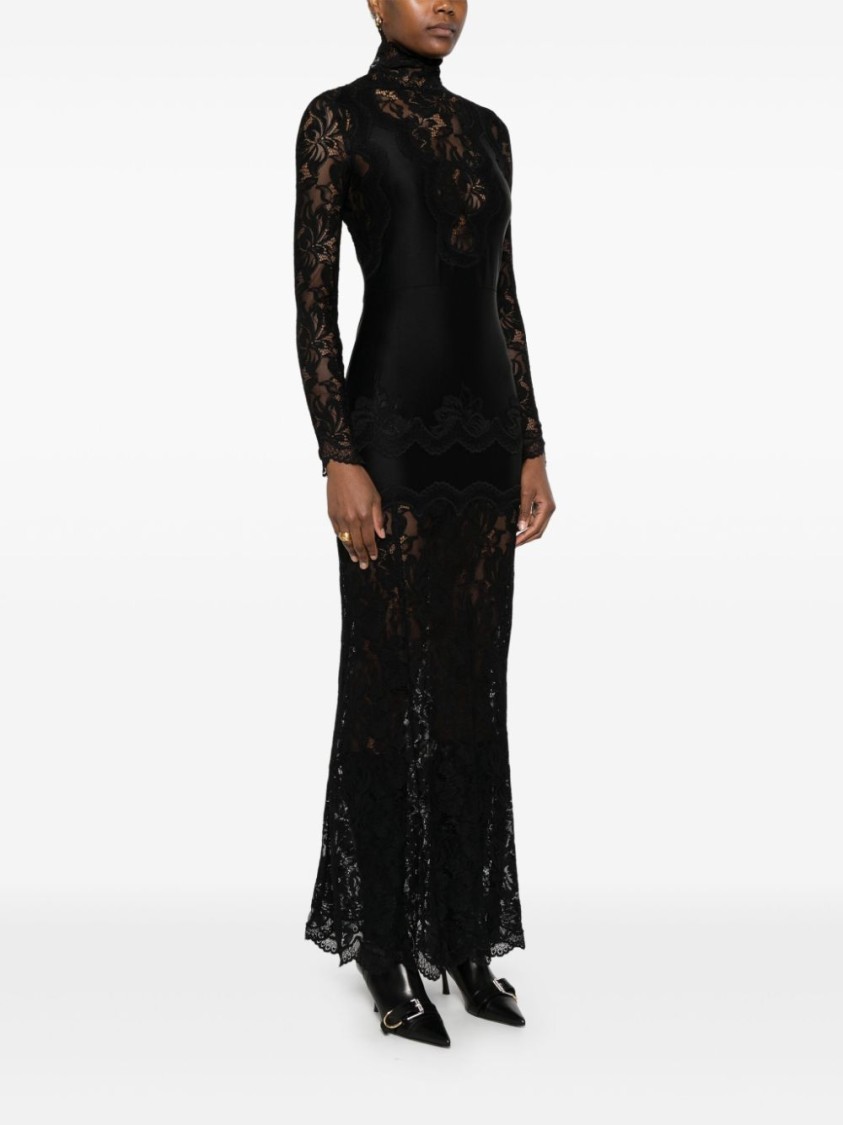 Rabanne Florales Maxikleid Mit Spitzenapplikation In Black