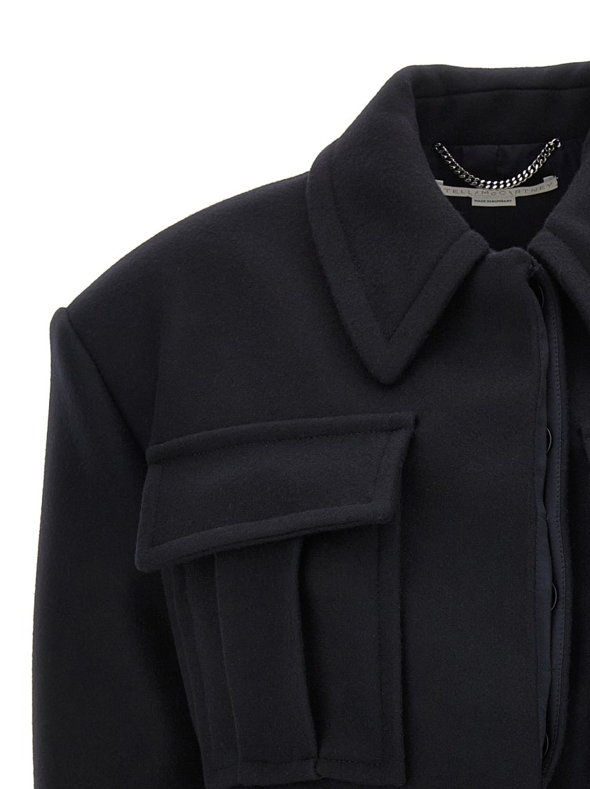 Stella Mccartney Cropped Wool Jacket With Button Closure In Black