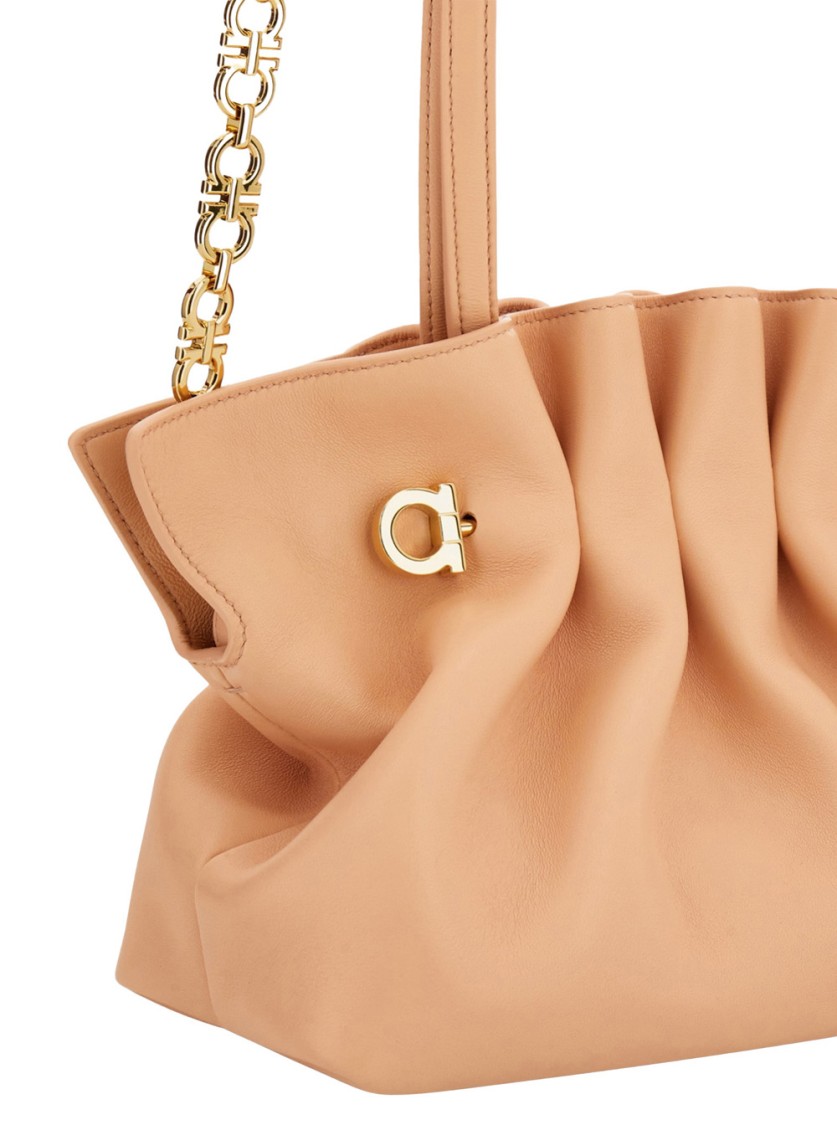 Shop Ferragamo Salvatore Pink Crossbody Bag With Chain-link Handle