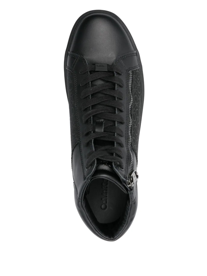 Calvin Klein High Top Lace Up Booties In Black