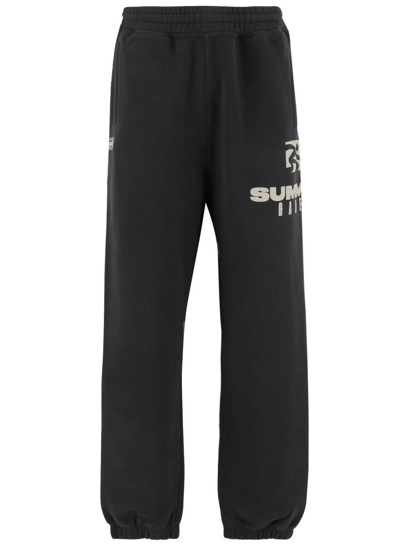 Summer Games Cotton Jogger Pants With Front Logo In Black