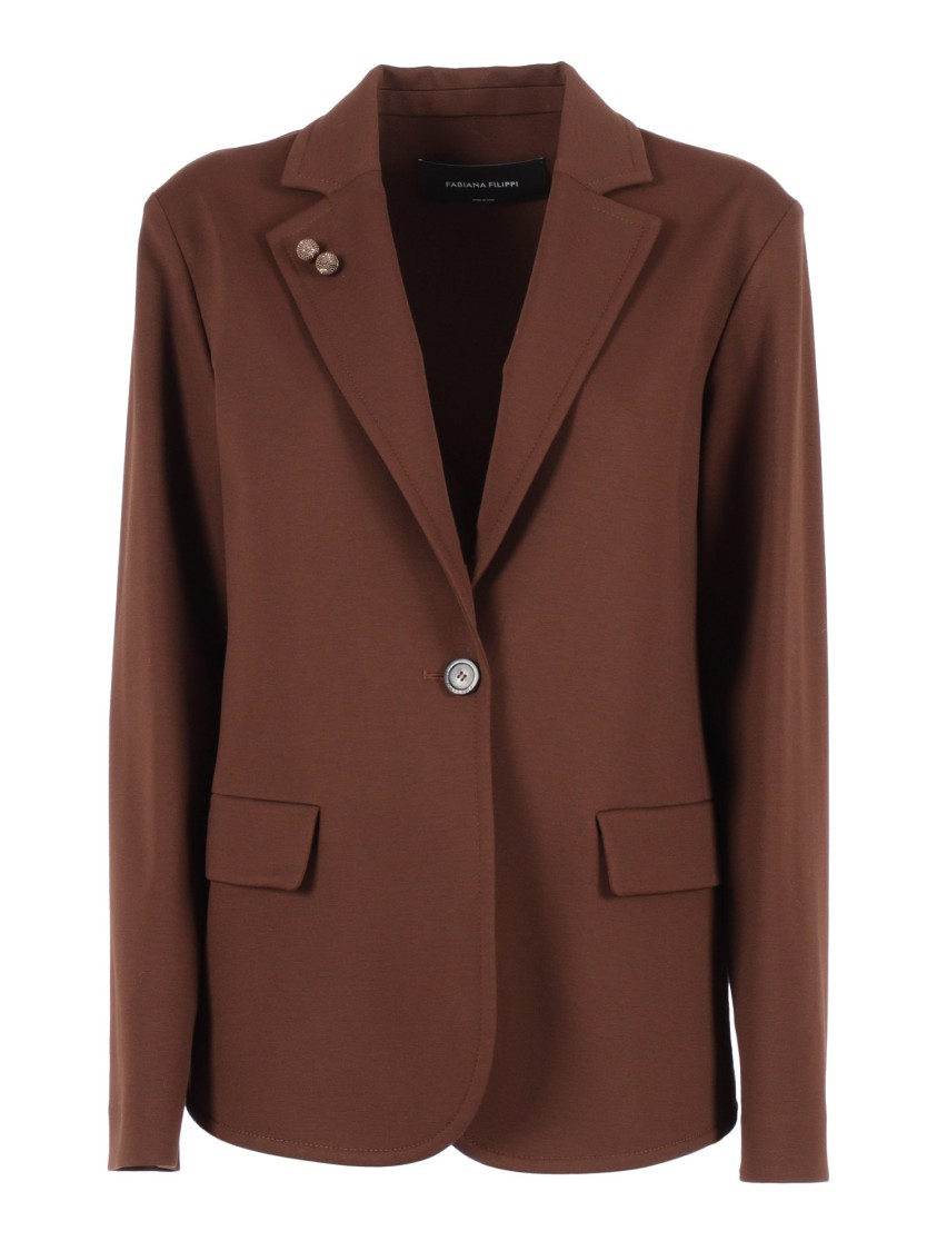 スーツ FABIANA FILIPPI Women Suit Jackets GCD220W209C4881165 Brown Fabiana Filippi Single-Breasted Jersey Blazer With Tailored