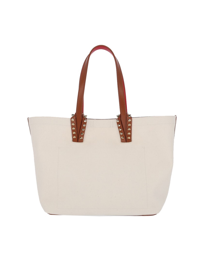 Christian Louboutin Large Cotton Tote Bag With Leather Accents In White