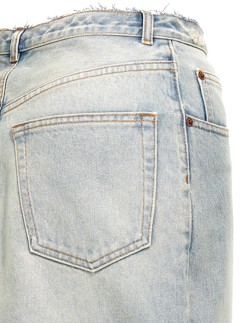 Mm6 Maison Margiela Mm6 By Maison Margiela Long Cotton Denim Skirt With Front In Blue