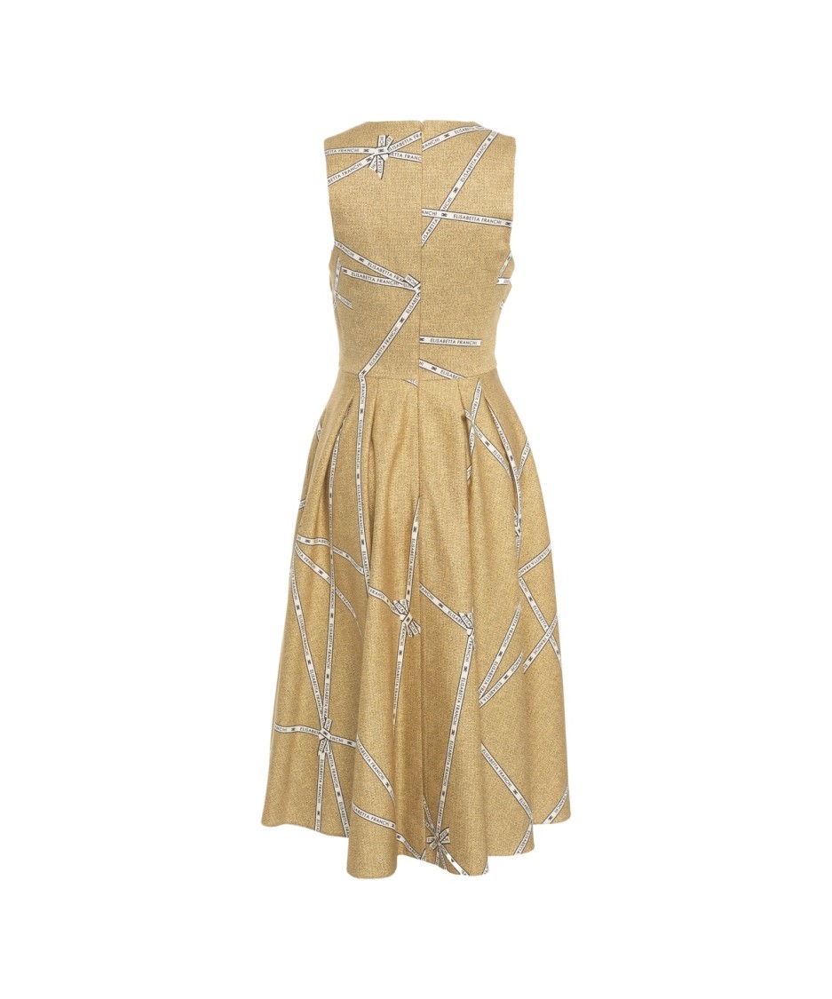 ELISABETTA FRANCHI ELISABETTA FRANCHI DRAPED CALF-LENGTH MIDI DRESS WITH ALL-OVER PRINT