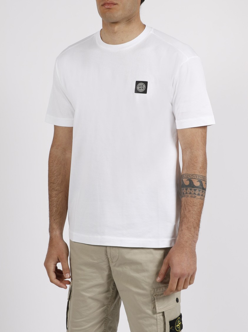 Shop Stone Island Logo Jersey T-shirt In White