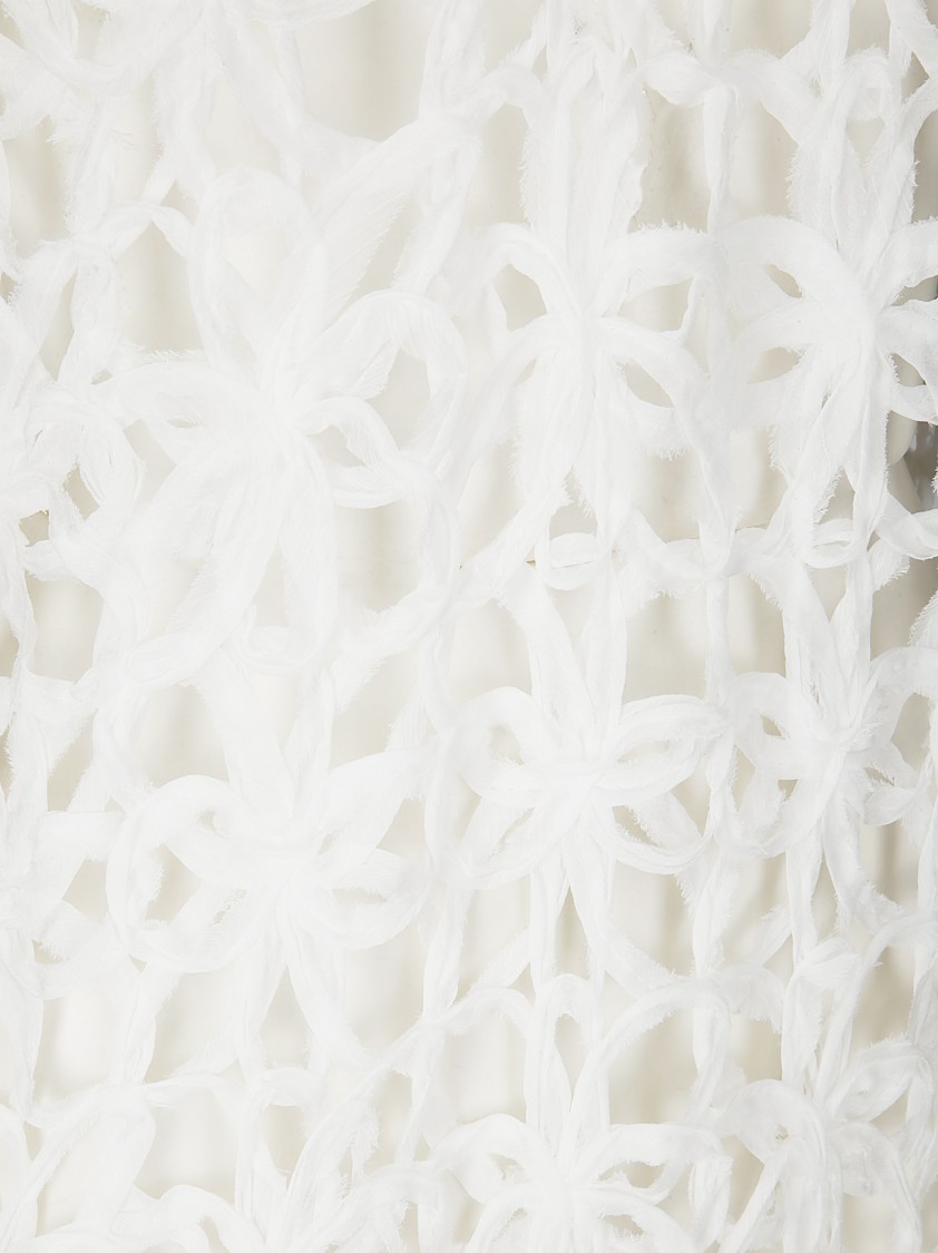 Stefano Mortari Floral Embroidered Top With Net-like Effect In White