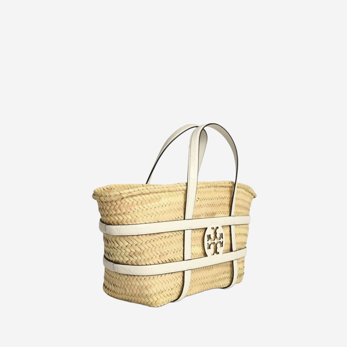 Tory Burch Ella White Basket Straw Shopping Bag In Neutral
