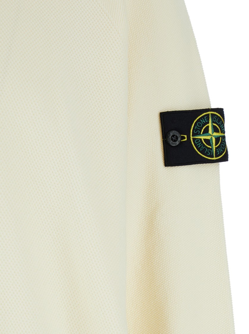 Shop Stone Island White Crewneck T-shirt With Sleeve Logo Patch