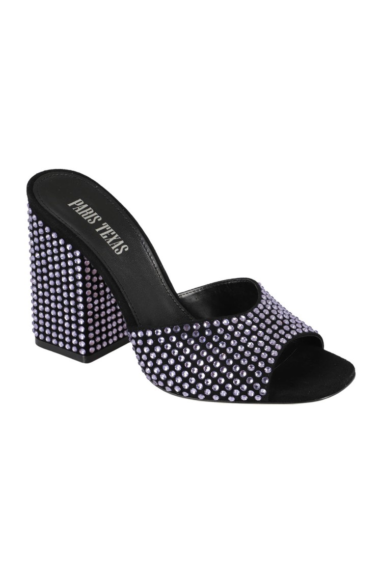 Paris Texas Leather Mules In Black