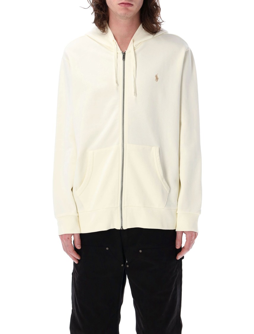 POLO RALPH LAUREN POLO RALPH LAUREN CREAM FULL-ZIP HOODIE WITH SIGNATURE LOGO AND DRAWSTRING HOOD
