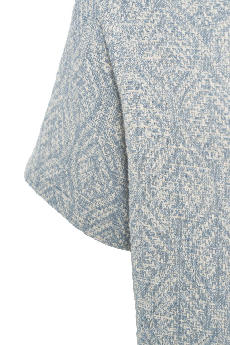 Shop Portuguese Jacquard Shirt With Notched Lapels In Blue