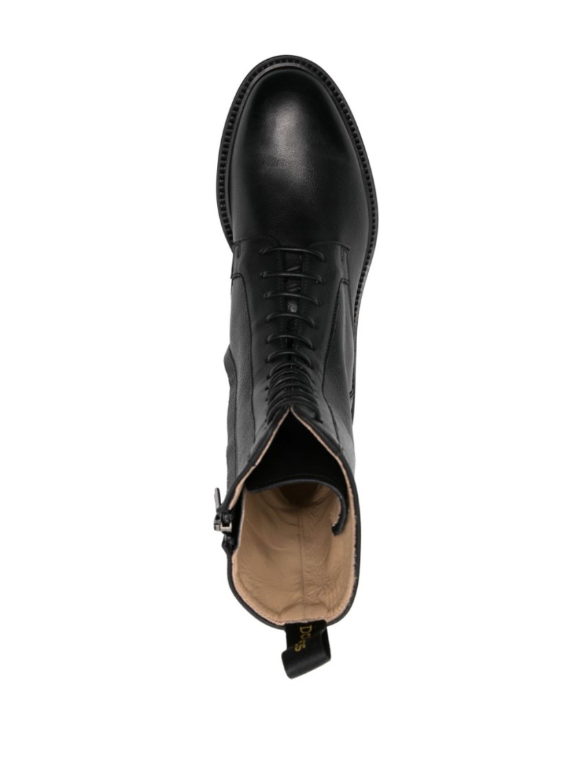 Doucal's Lace-up Ankle Boots With Sturdy Rubber Sole In Black