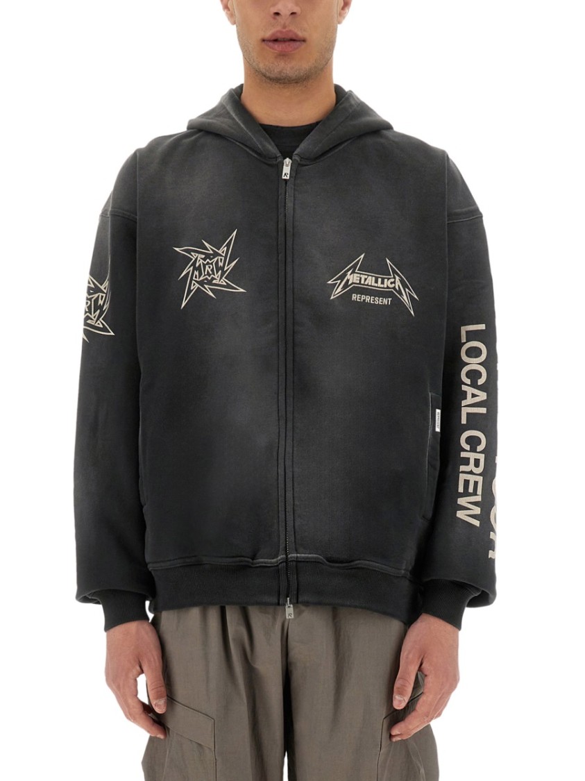 Shop Represent Oversized Zip-up Hoodie With Bold Graphics