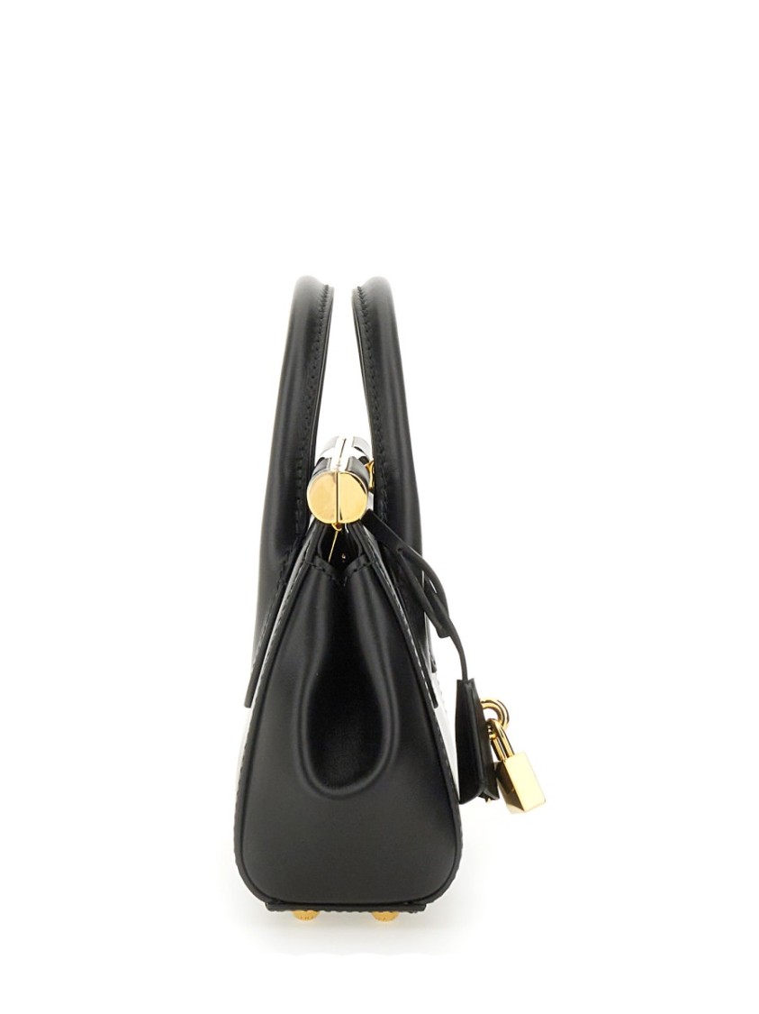 Dolce & Gabbana Marlene Small Leather Top-handle Bag With Chain Strap In Black