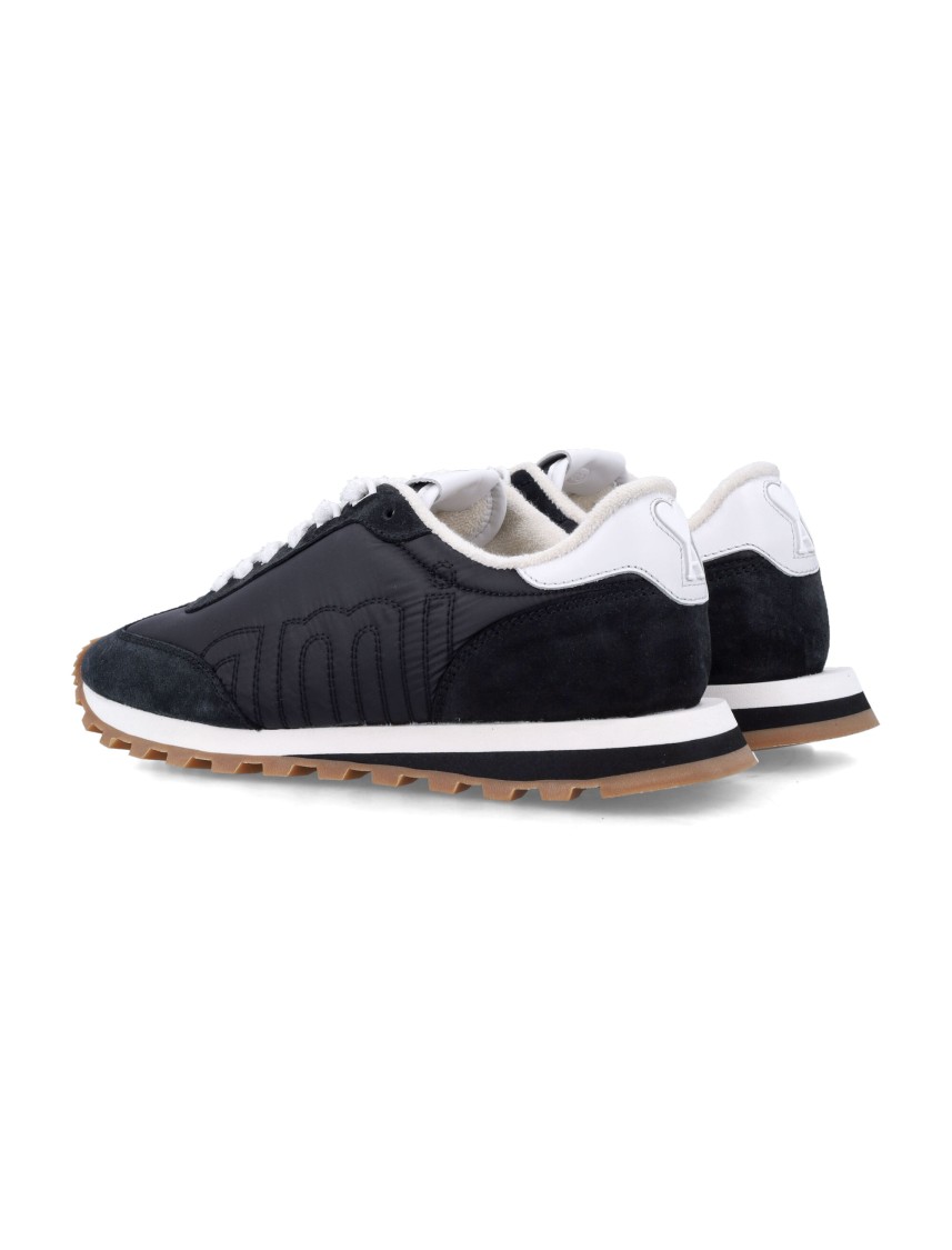 Shop Ami Alexandre Mattiussi Ami New Rush Sneakers With Suede Inserts And Nylon Upper In Black