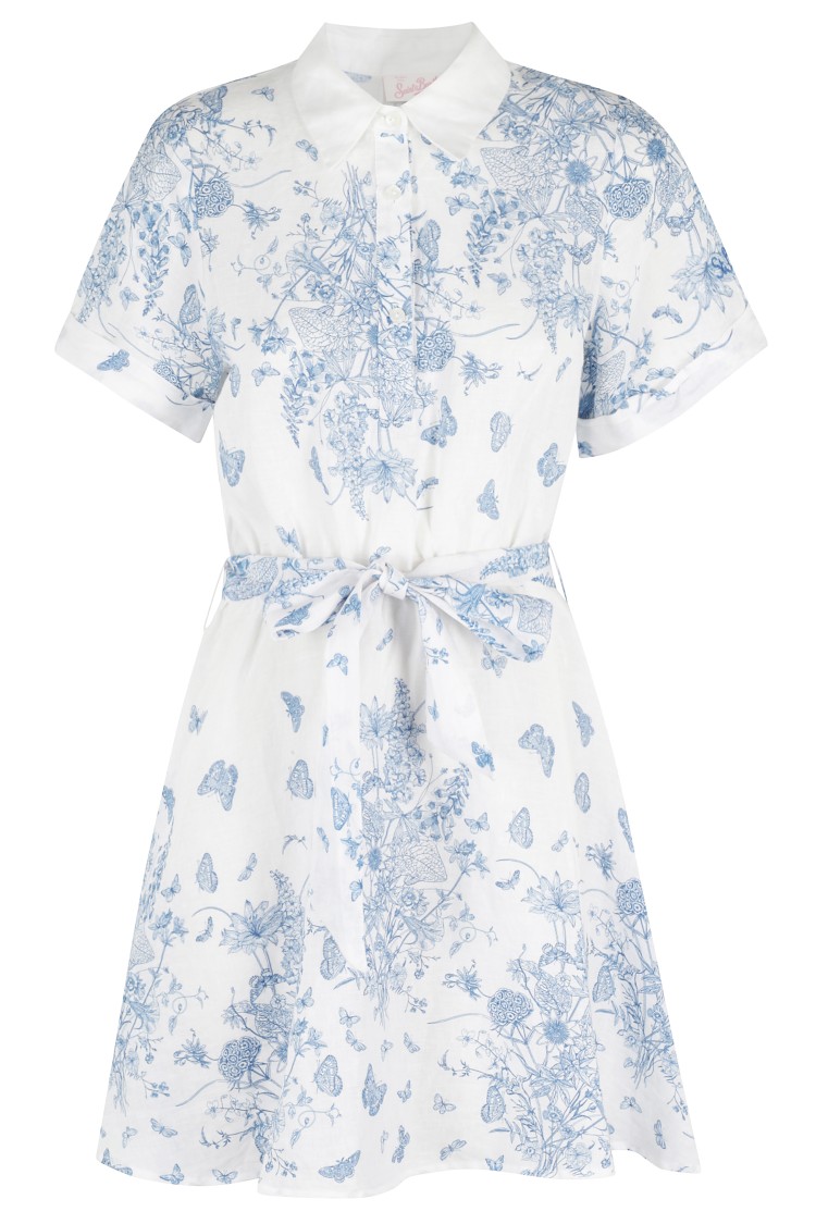 Mc2 Saint Barth Joseline Mini Dress With Floral Print In Blue