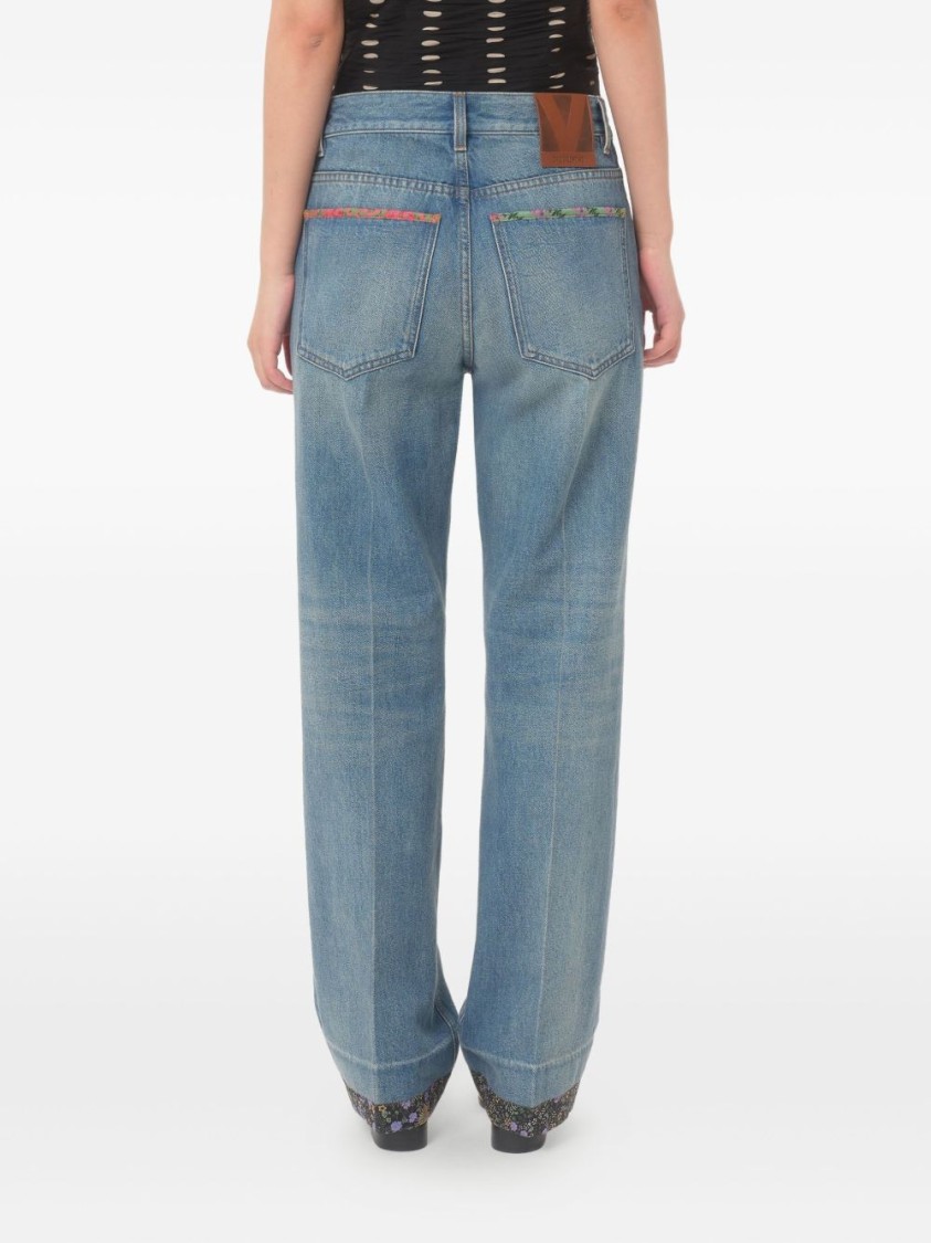 Valentino Straight-fit Denim Pants With Colorful Embellishments