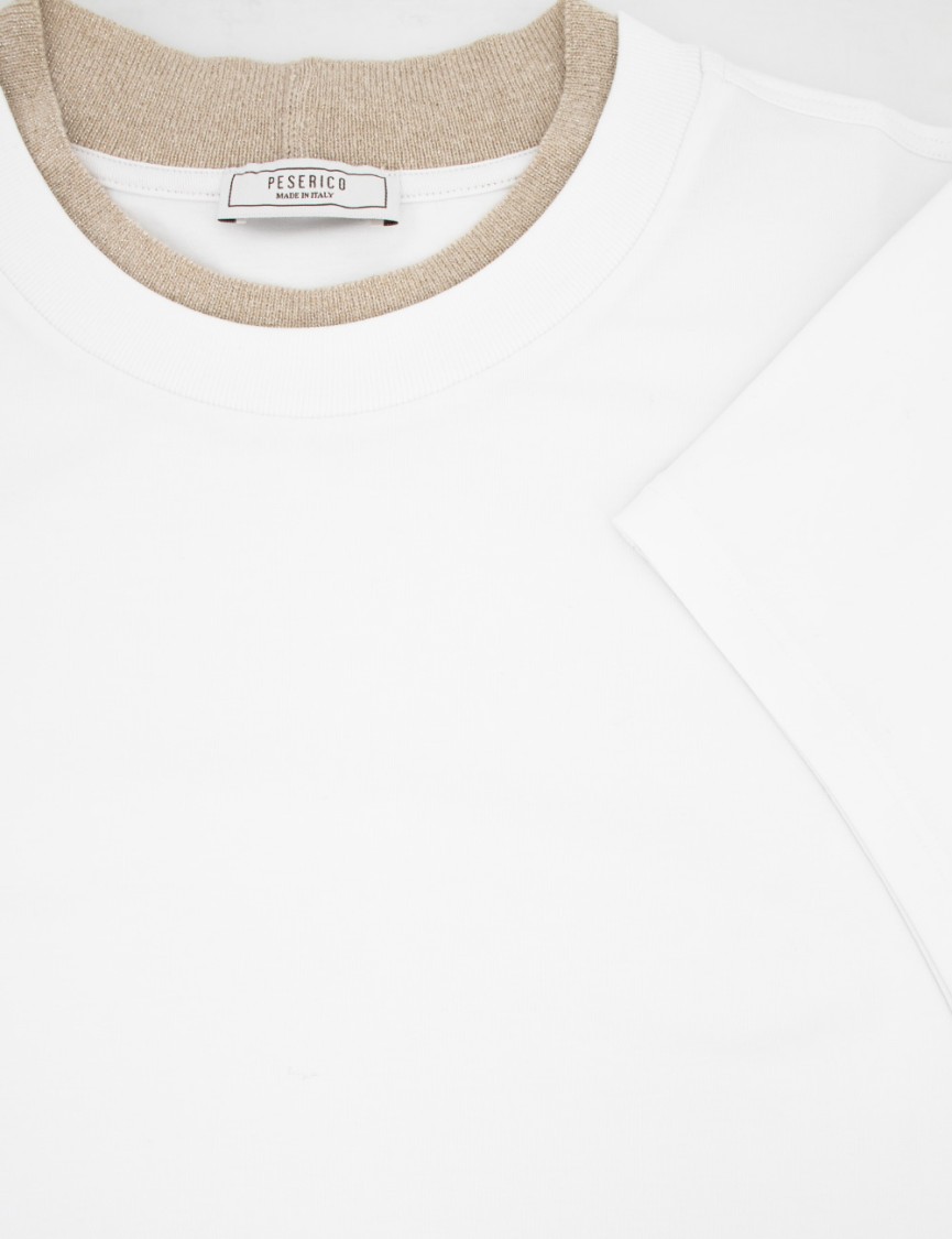 Peserico Cotton T-shirt With Contrasting Crew Neck