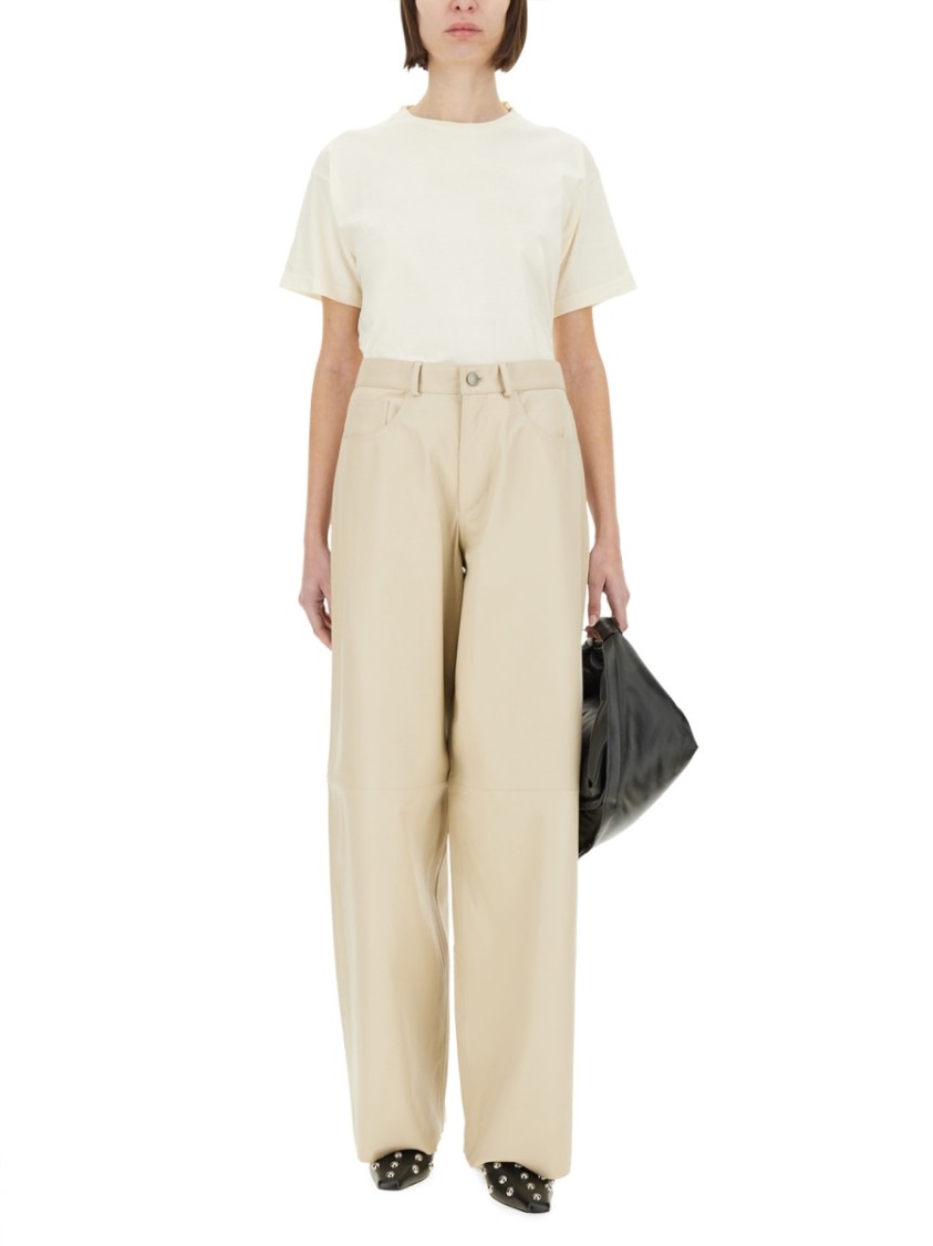Shop Haikure "bethany" Leather Pants In Neutrals