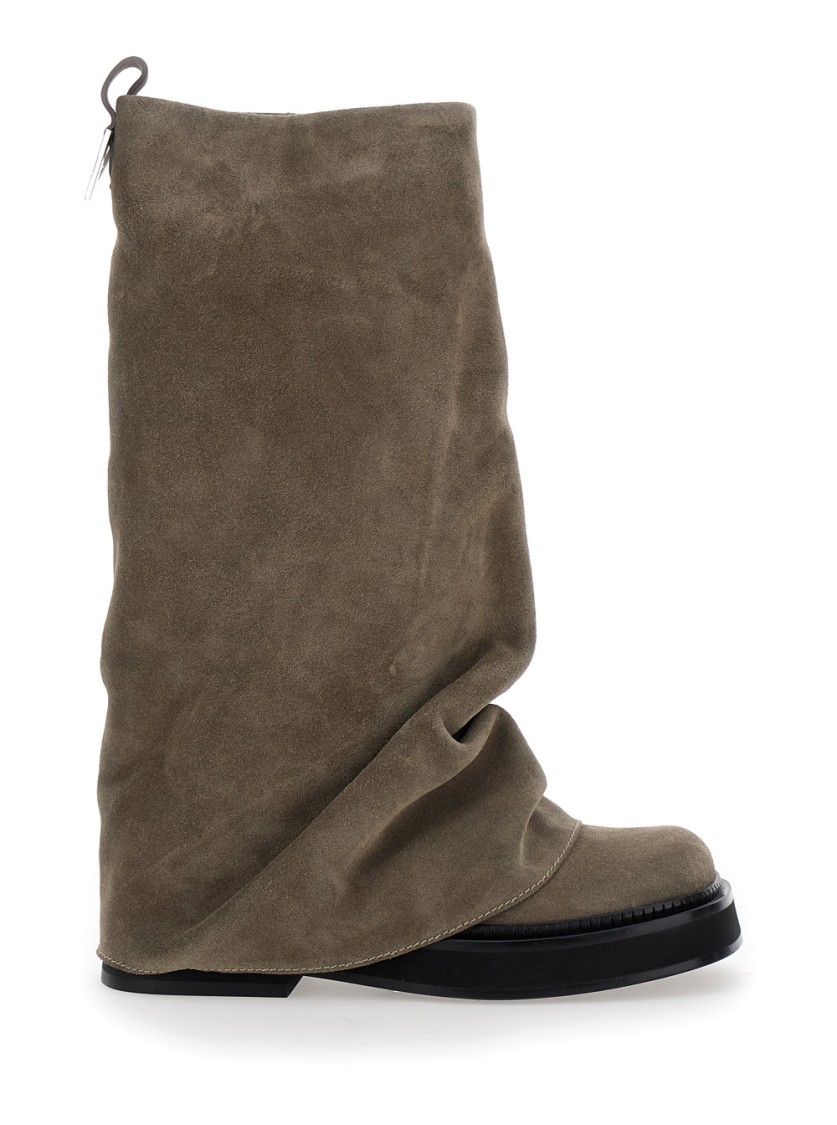 Shop Attico The Robin' Combat Boot With Slouchy Silhouette And Sole In Brown