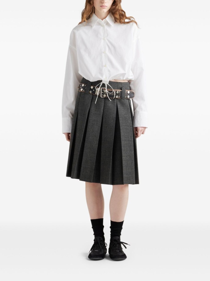 Prada Drawstring Poplin Shirt In White