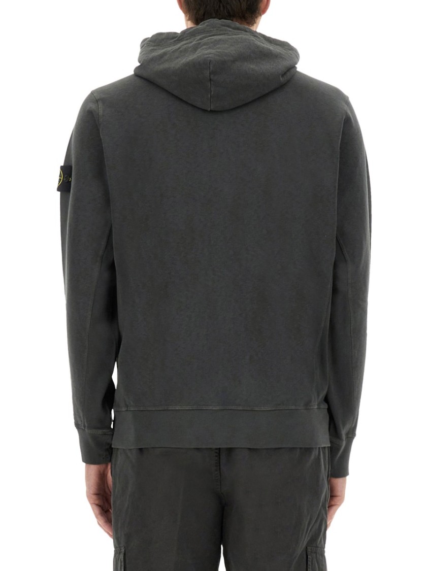 Stone Island Front Zip Closure Grey Zipper Hoodie