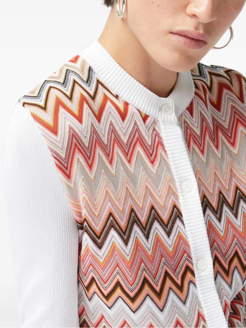 Missoni Zigzag Pattern Cardigan With Round Neckline In Multi