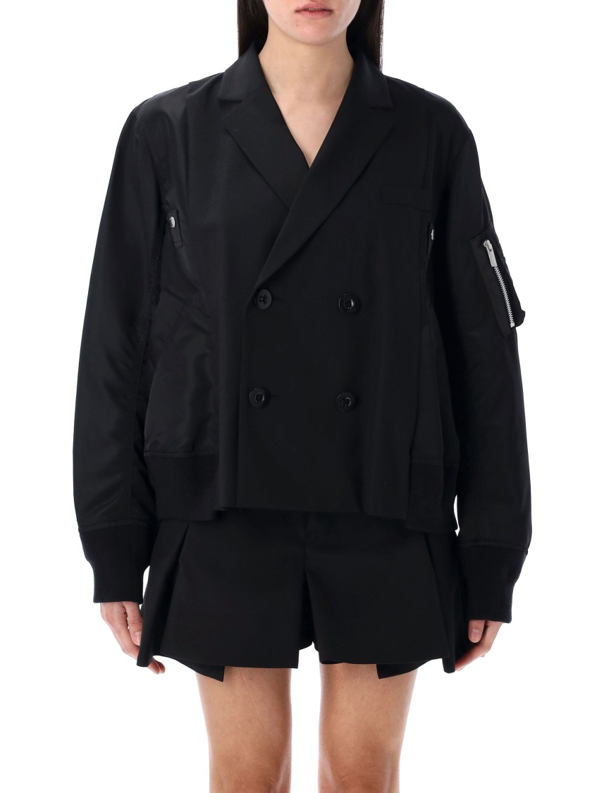 Sacai Suiting X Nylon Twill Jacket In Black | ModeSens