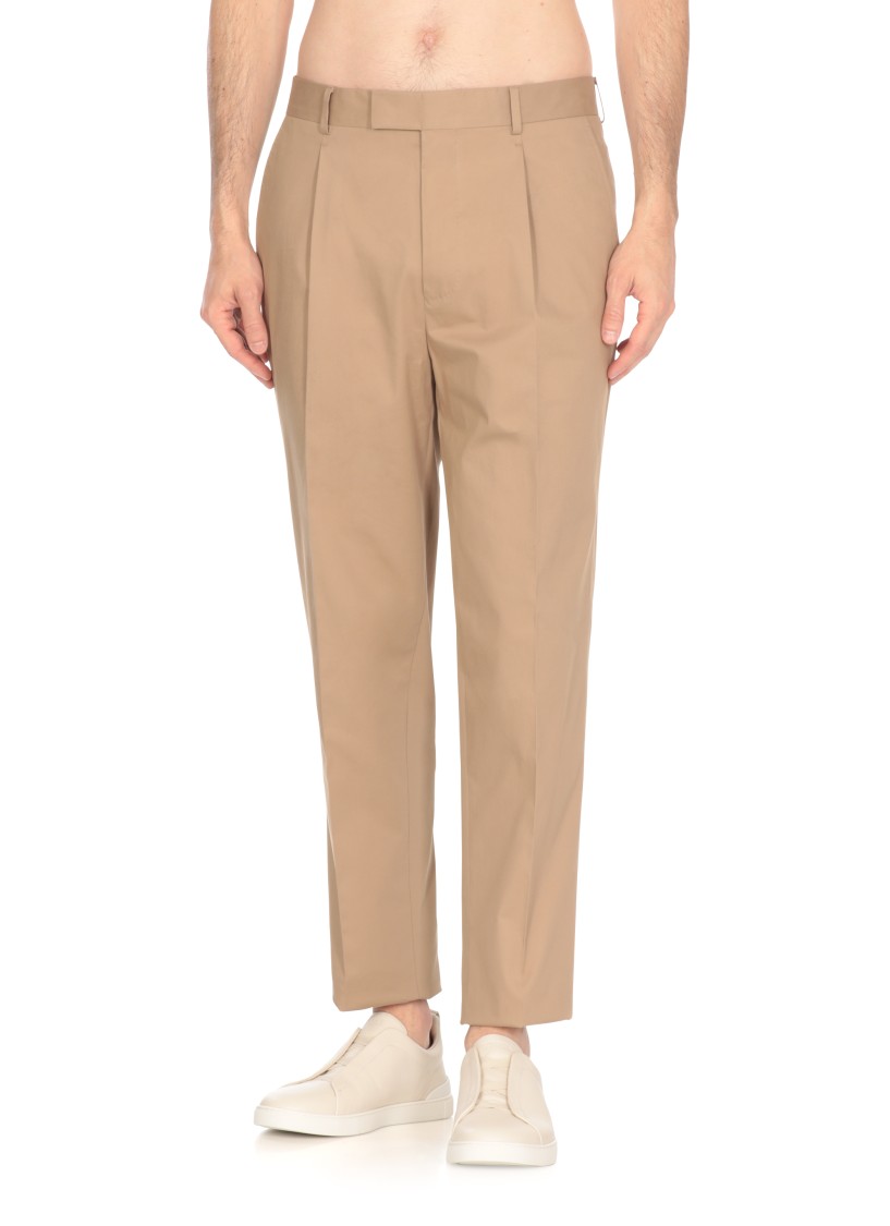 ZEGNA ZEGNA BEIGE COTTON PANTS