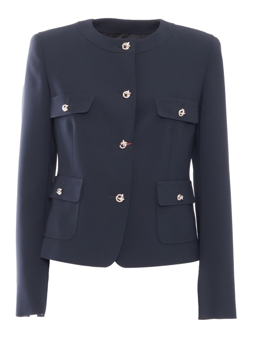Max Mara Tailored Black Yana Jacket With Decorative Gold-tone Buttons In Blue