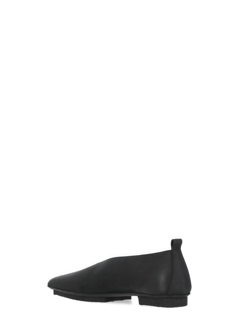Shop Uma Wang Black Smooth Leather Ballet Shoes