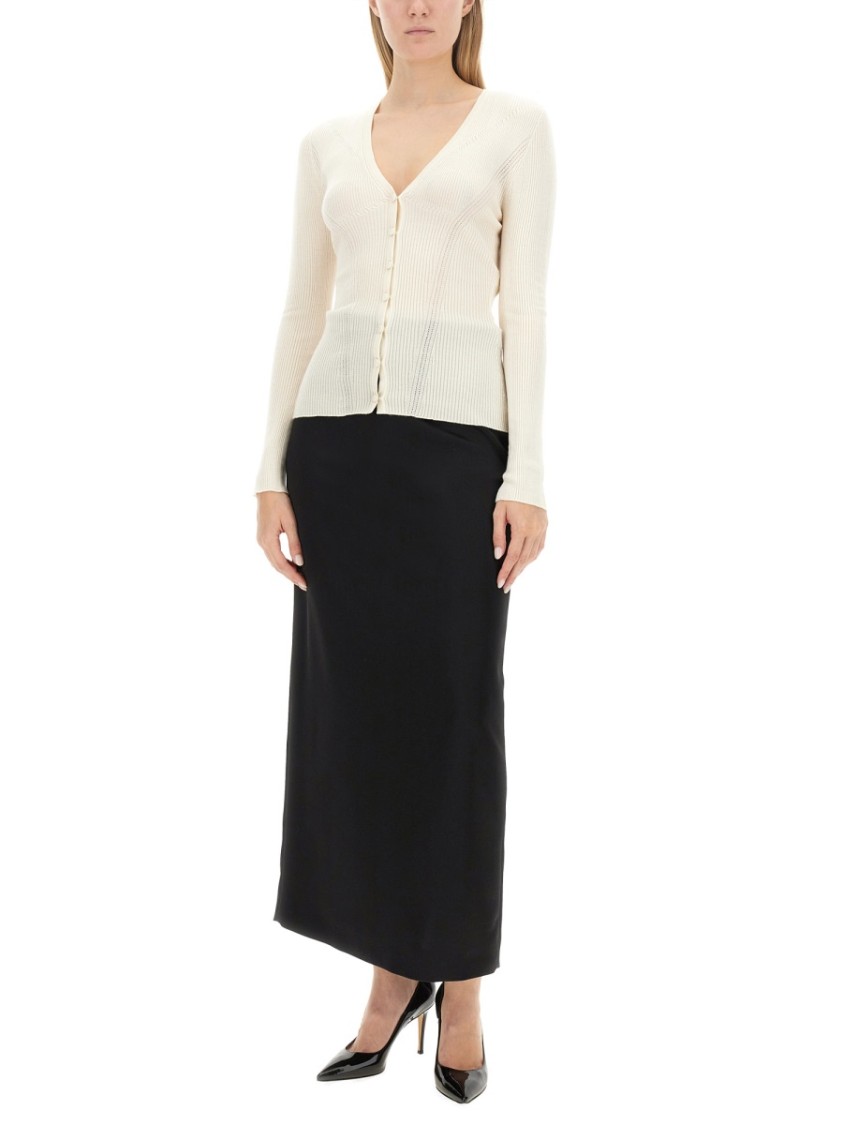 Lanvin Elegant Long Skirt With Subtle Back Slit In Black