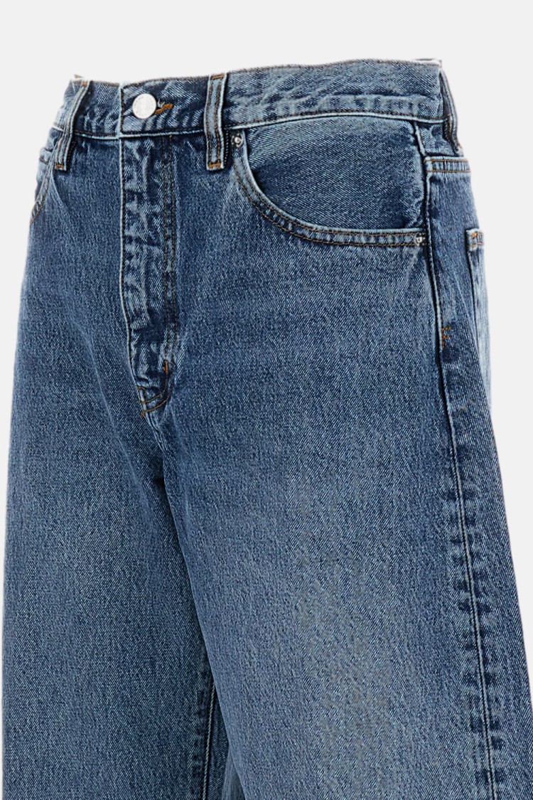 Frame Womens Knock Out Raw Fray Bubble Crop Curved-leg Denim Jeans In Blue