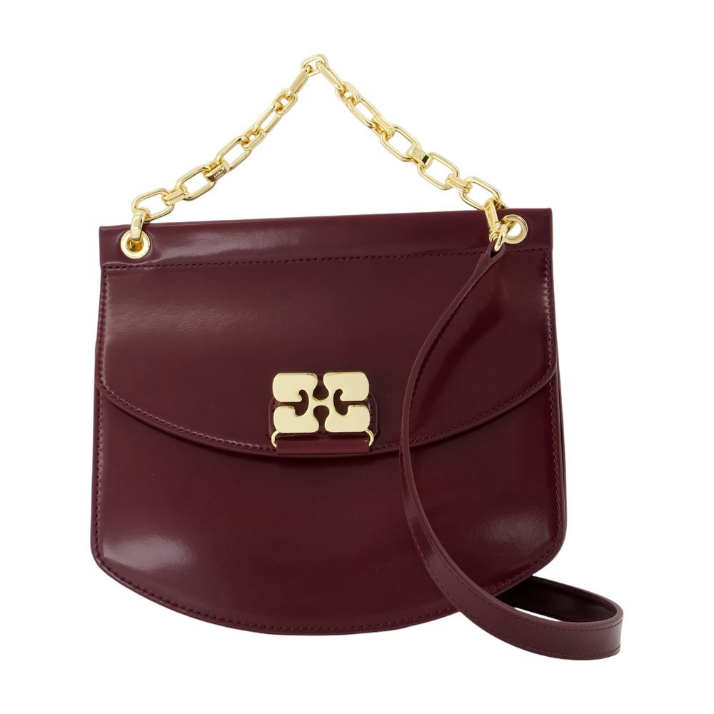 Ganni Apo G Small Wallet On Chain - Synthetic - Burgundy In Black