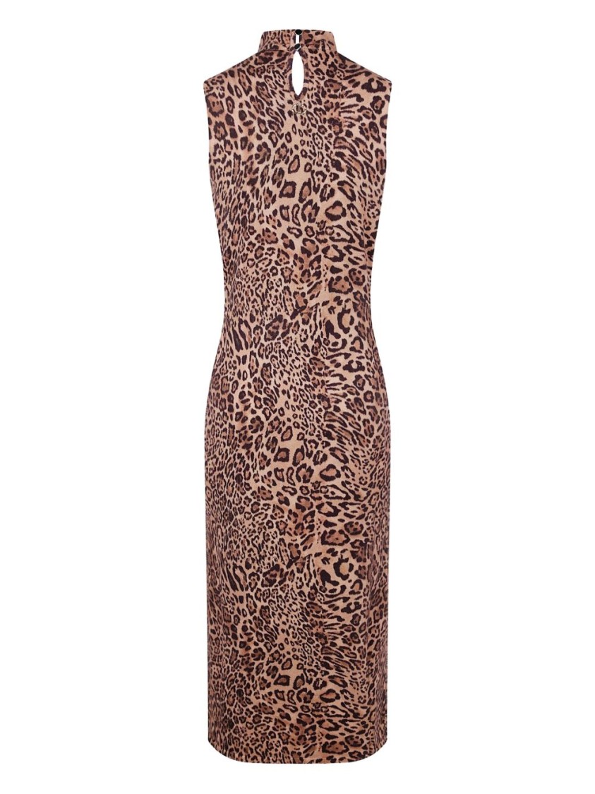 Twinset Twin-set Form-fitting Sleeveless Dress With Leopard Print And Sequin Detailing In Animal Print