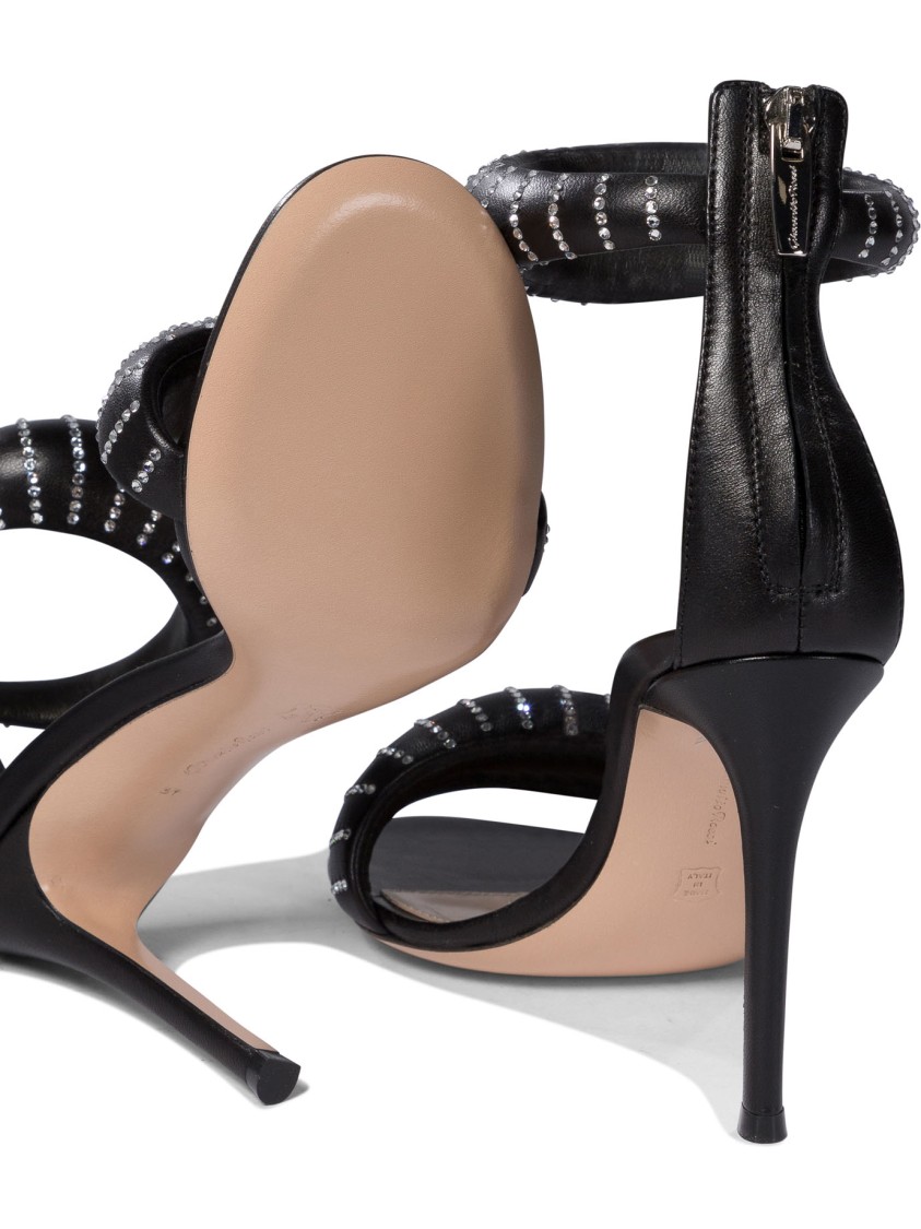 Gianvito Rossi Black Stiletto Sandals With Ankle Strap In Black