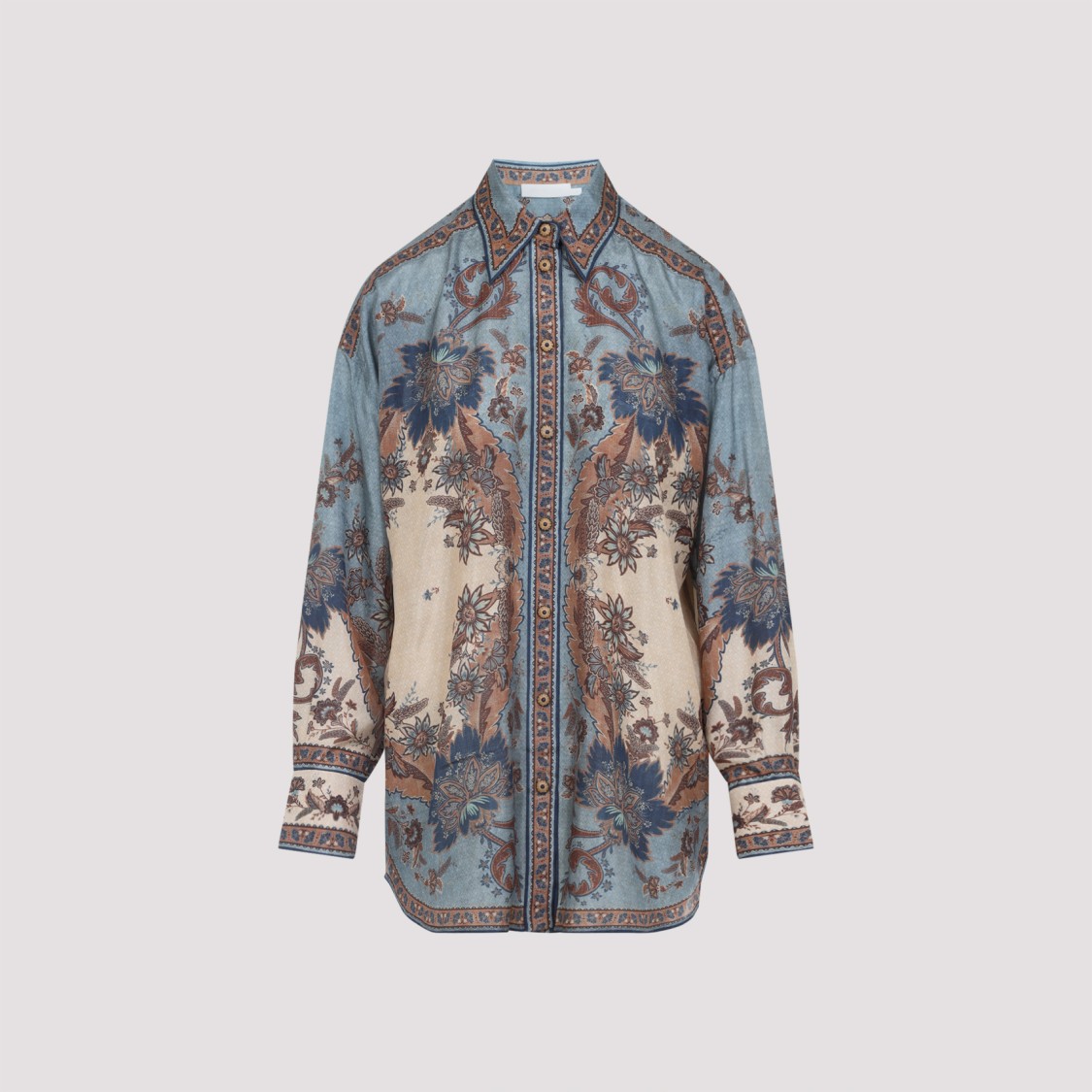 Shop Zimmermann Ascension Blue Silk Shirt
