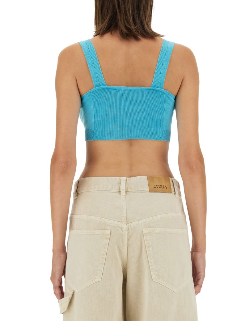 Vivienne Westwood Crop Top With Embroidered Orb Logo In Blue