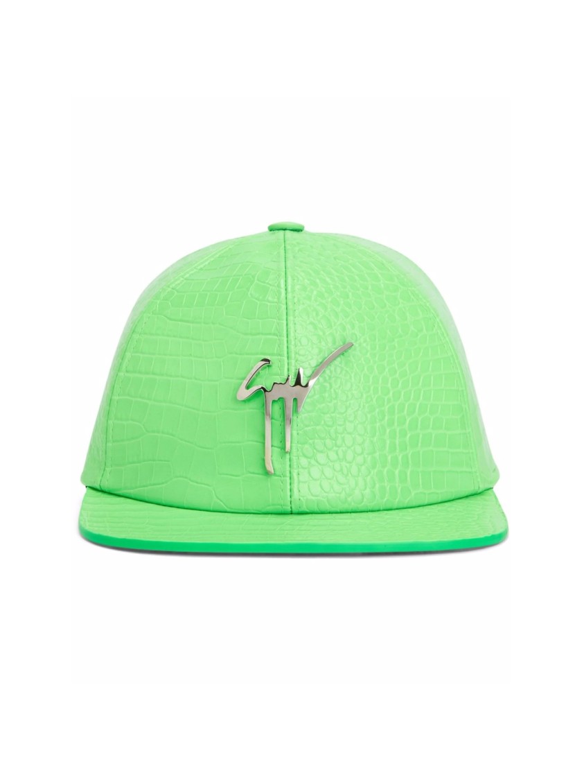 Giuseppe Zanotti Cohen Signature Logo Leather Baseball Cap In Green